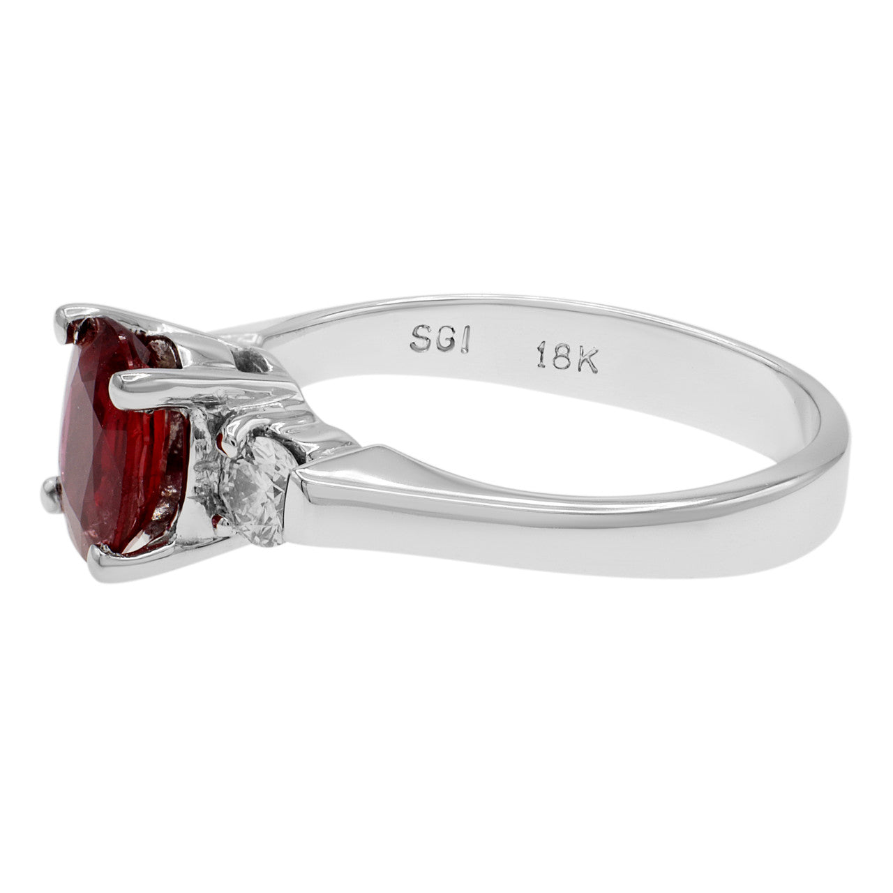 Exclusive 18K White Gold 1.13 Carat Ruby Diamond Ring — 5.5 — Side View