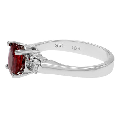 Exclusive 18K White Gold 1.13 Carat Ruby Diamond Ring — 5.5 — Side View