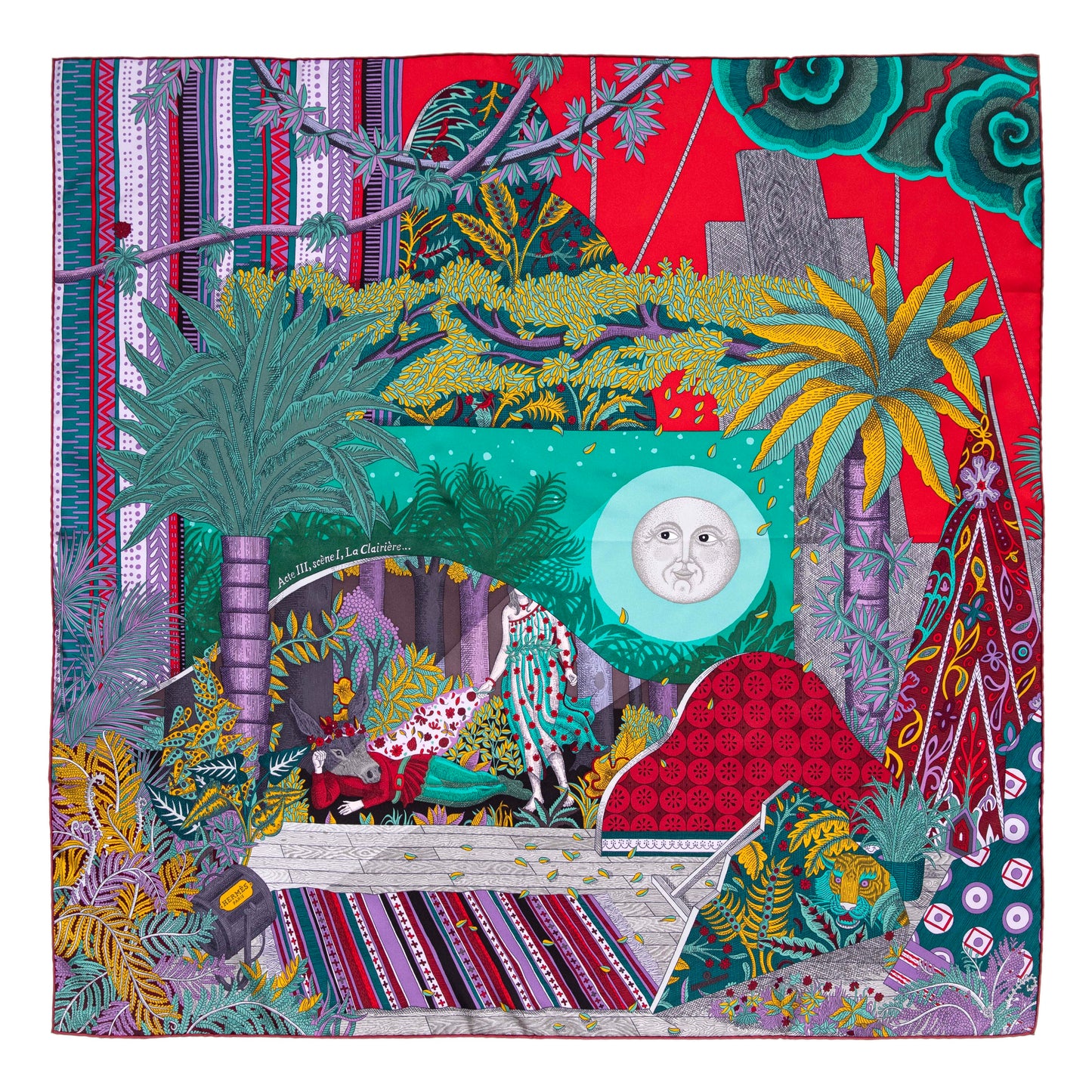 Exclusive Hermes Acte III, Scene I, La Clairiere Decoupage Silk Scarf 90 — Side View