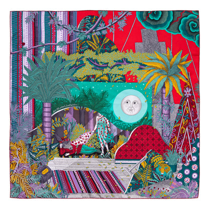 Exclusive Hermes Acte III, Scene I, La Clairiere Decoupage Silk Scarf 90 — Side View