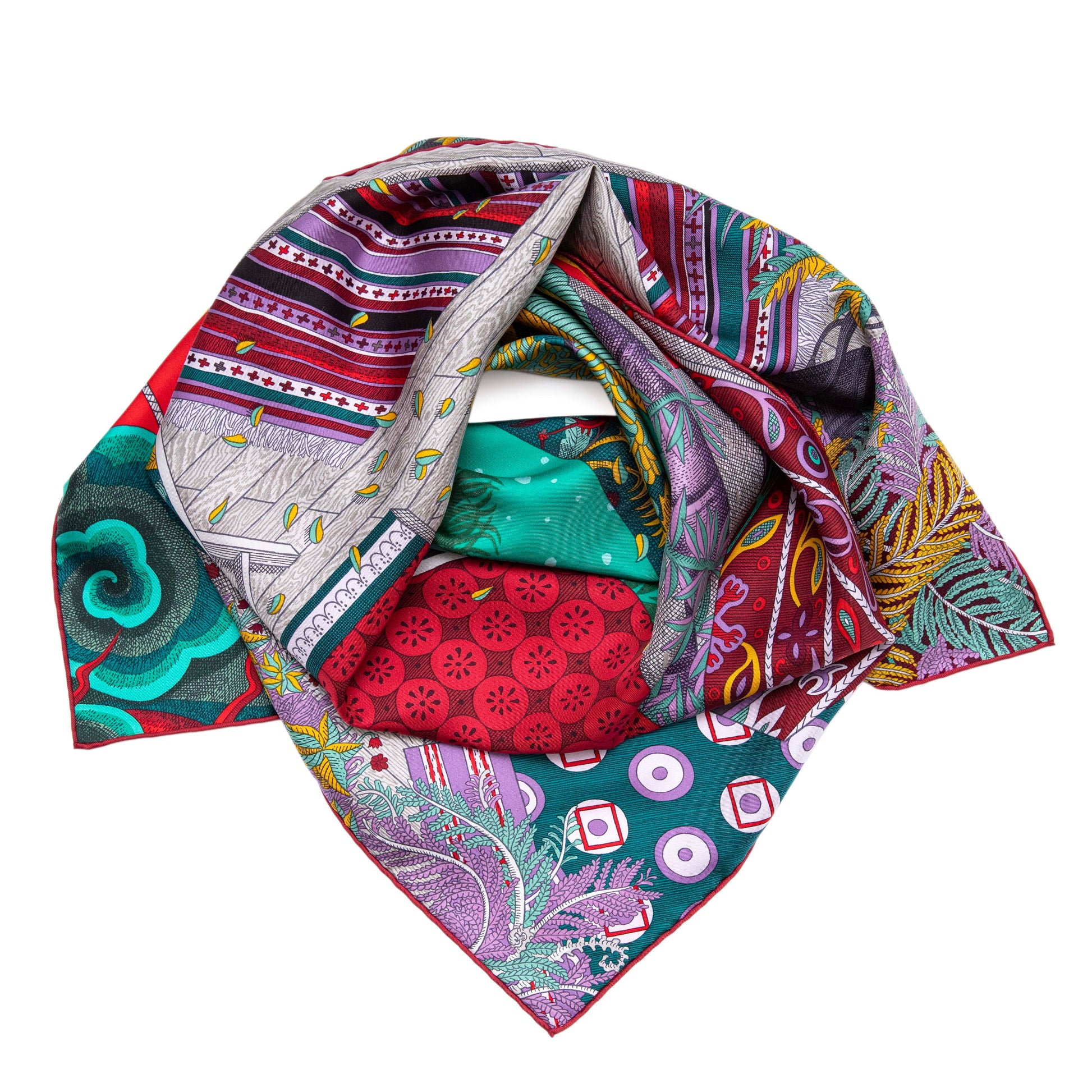 Exclusive Hermes Acte III, Scene I, La Clairiere Decoupage Silk Scarf 90 — Front View