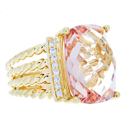 Exclusive David Yurman 18K Yellow Gold, Morganite & Diamond Wheaton Ring — Top View