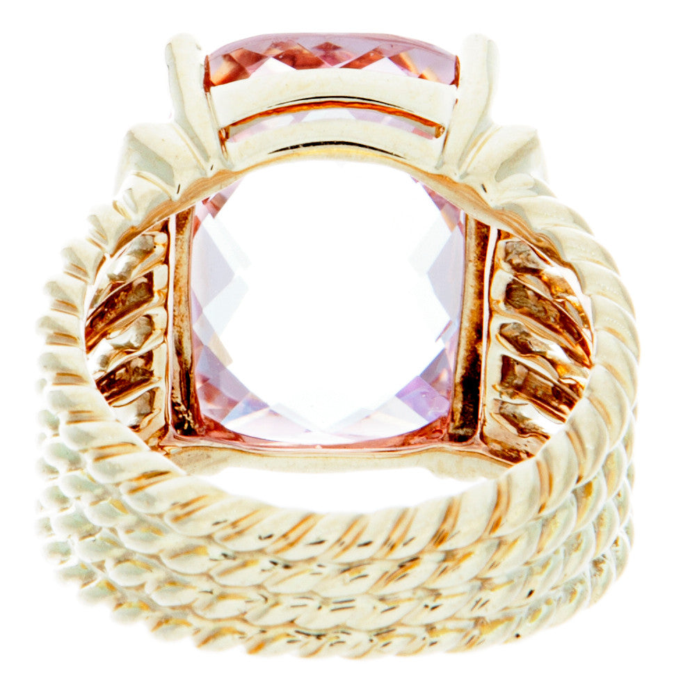 Exclusive David Yurman 18K Yellow Gold, Morganite & Diamond Wheaton Ring — Back View