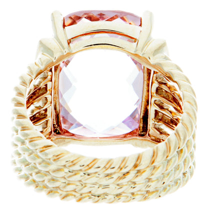 Exclusive David Yurman 18K Yellow Gold, Morganite & Diamond Wheaton Ring — Back View