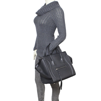 Exclusive Celine Black Grained Calfskin Medium Phantom Luggage Tote — Alternate View 10