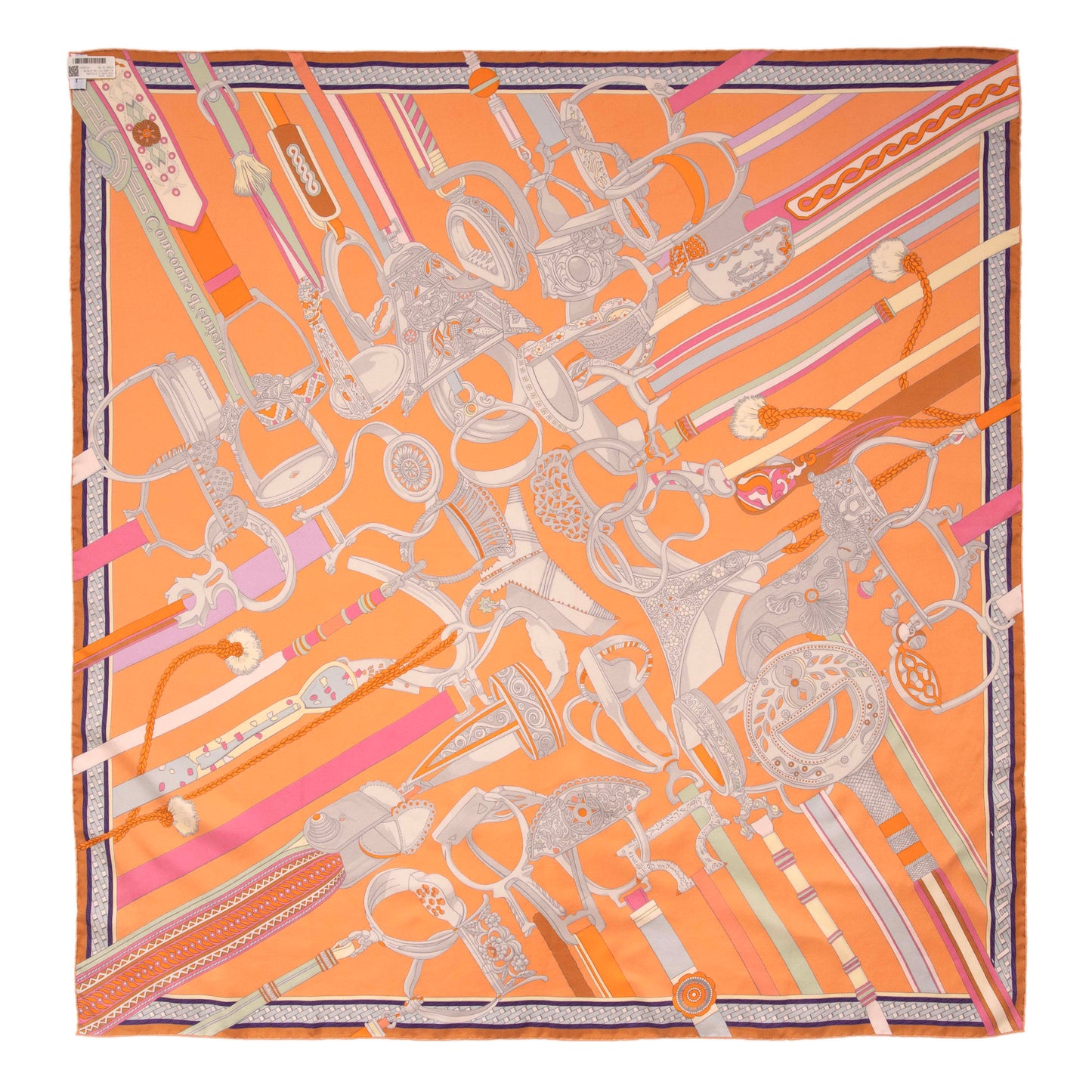 Exclusive Hermes Silk Concours d'Etriers Wash Scarf 90 — Back View