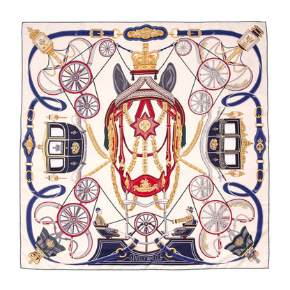 Exclusive Hermes Silk Stately Wheels Scarf 90 — Side View