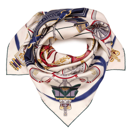 Exclusive Hermes Silk Stately Wheels Scarf 90 — Front View