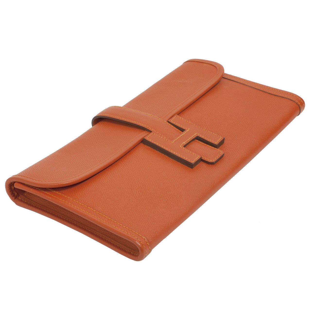 Exclusive Hermes Orange Epsom Jige Elan 29 Clutch — Back View