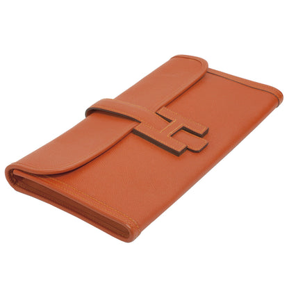 Exclusive Hermes Orange Epsom Jige Elan 29 Clutch — Back View
