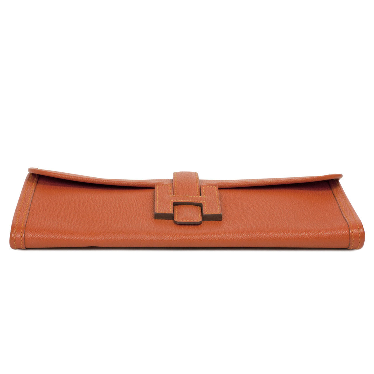 Exclusive Hermes Orange Epsom Jige Elan 29 Clutch — Side View