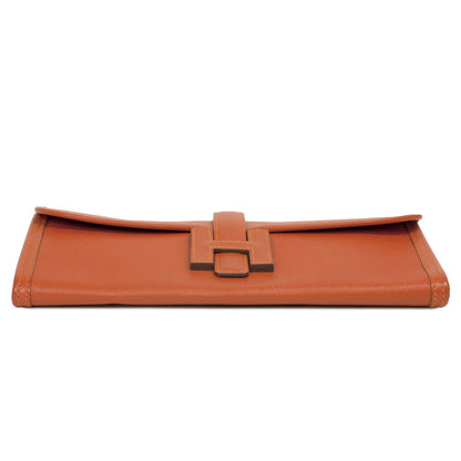 Exclusive Hermes Orange Epsom Jige Elan 29 Clutch — Side View