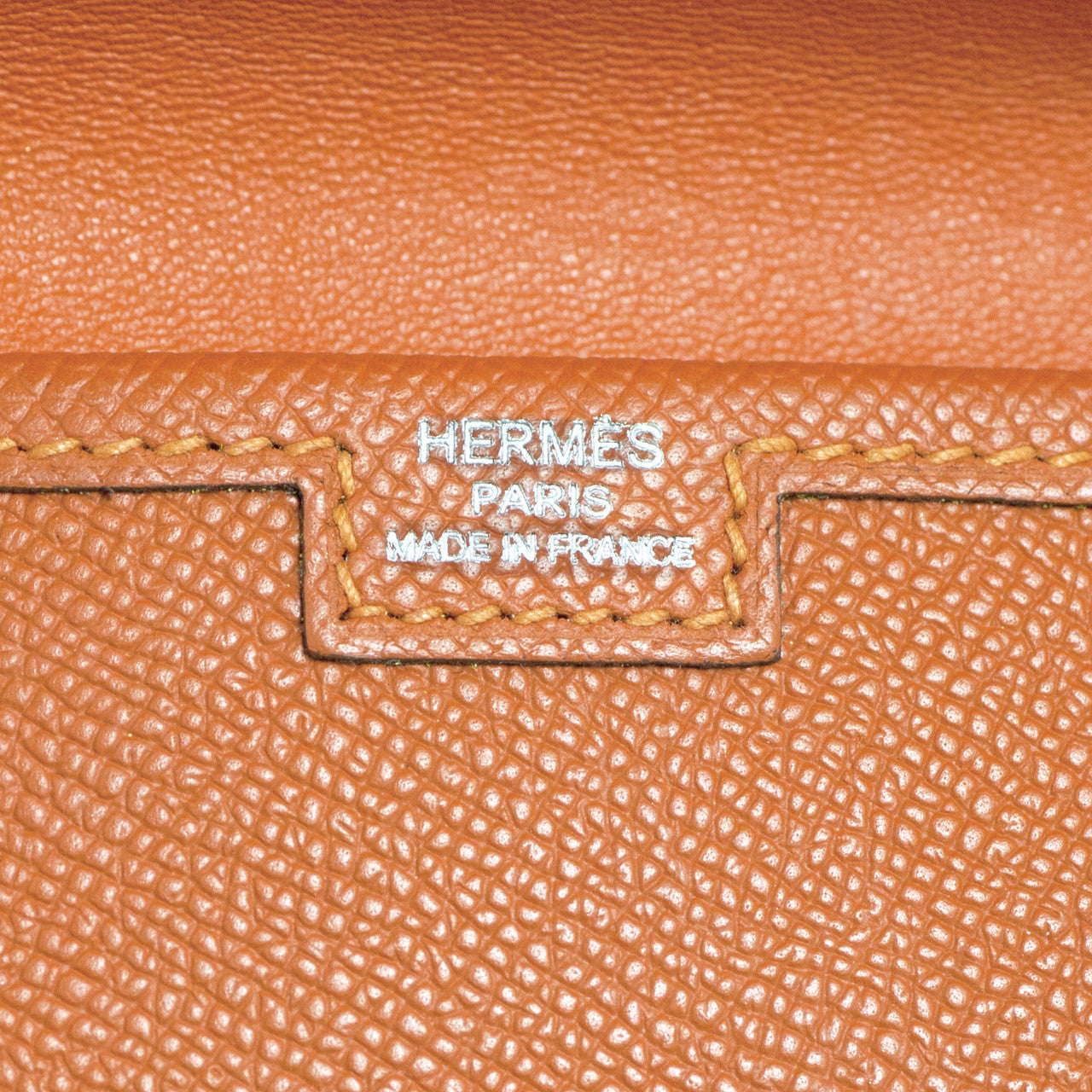 Exclusive Hermes Orange Epsom Jige Elan 29 Clutch — Detail View
