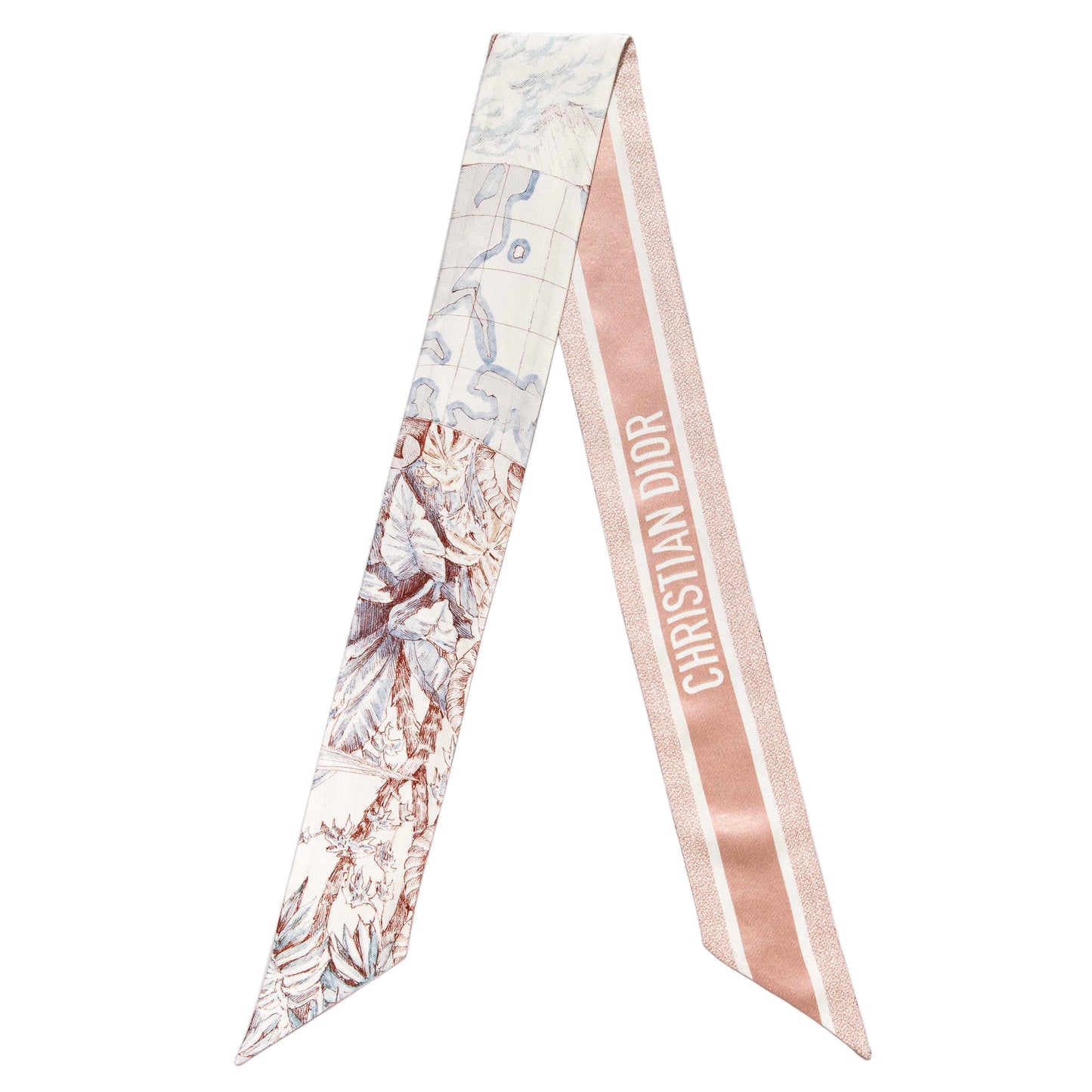 Exclusive Christian Dior Pink Silk Mitzah Scarf — Side View
