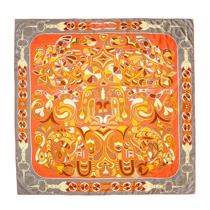 Exclusive Hermes Silk Folklore Scarf 140 — Side View
