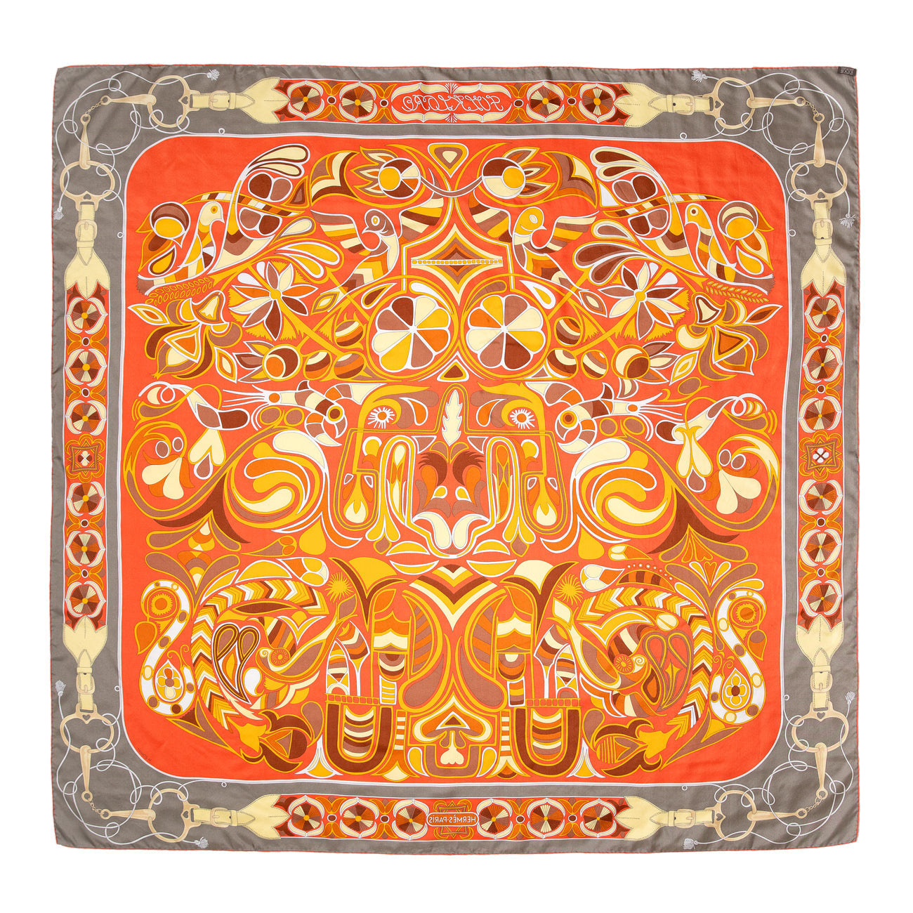 Exclusive Hermes Silk Folklore Scarf 140 — Back View