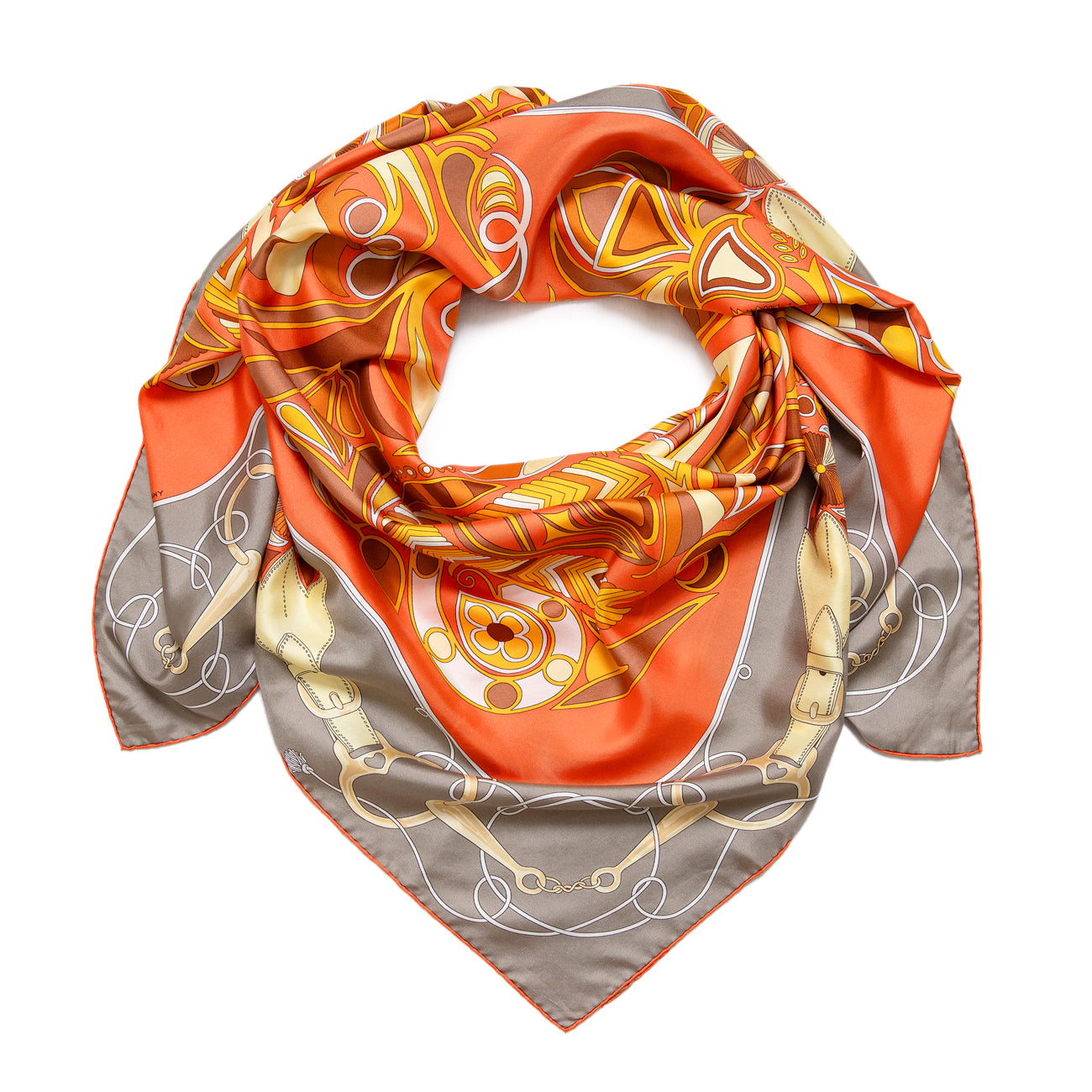 Exclusive Hermes Silk Folklore Scarf 140 — Front View