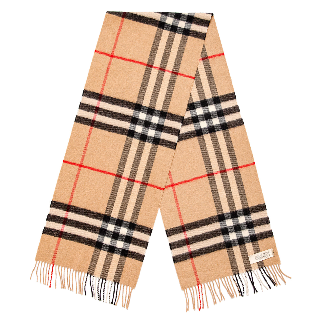 Exclusive Burberry Cashmere Giant Check Fringe Scarf — Front View