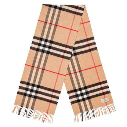 Exclusive Burberry Cashmere Giant Check Fringe Scarf — Front View