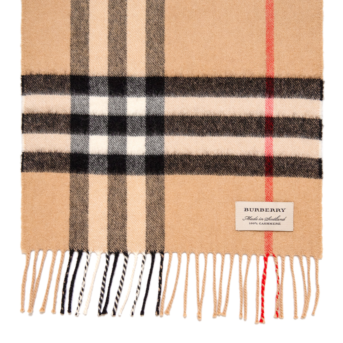 Exclusive Burberry Cashmere Giant Check Fringe Scarf — Back View