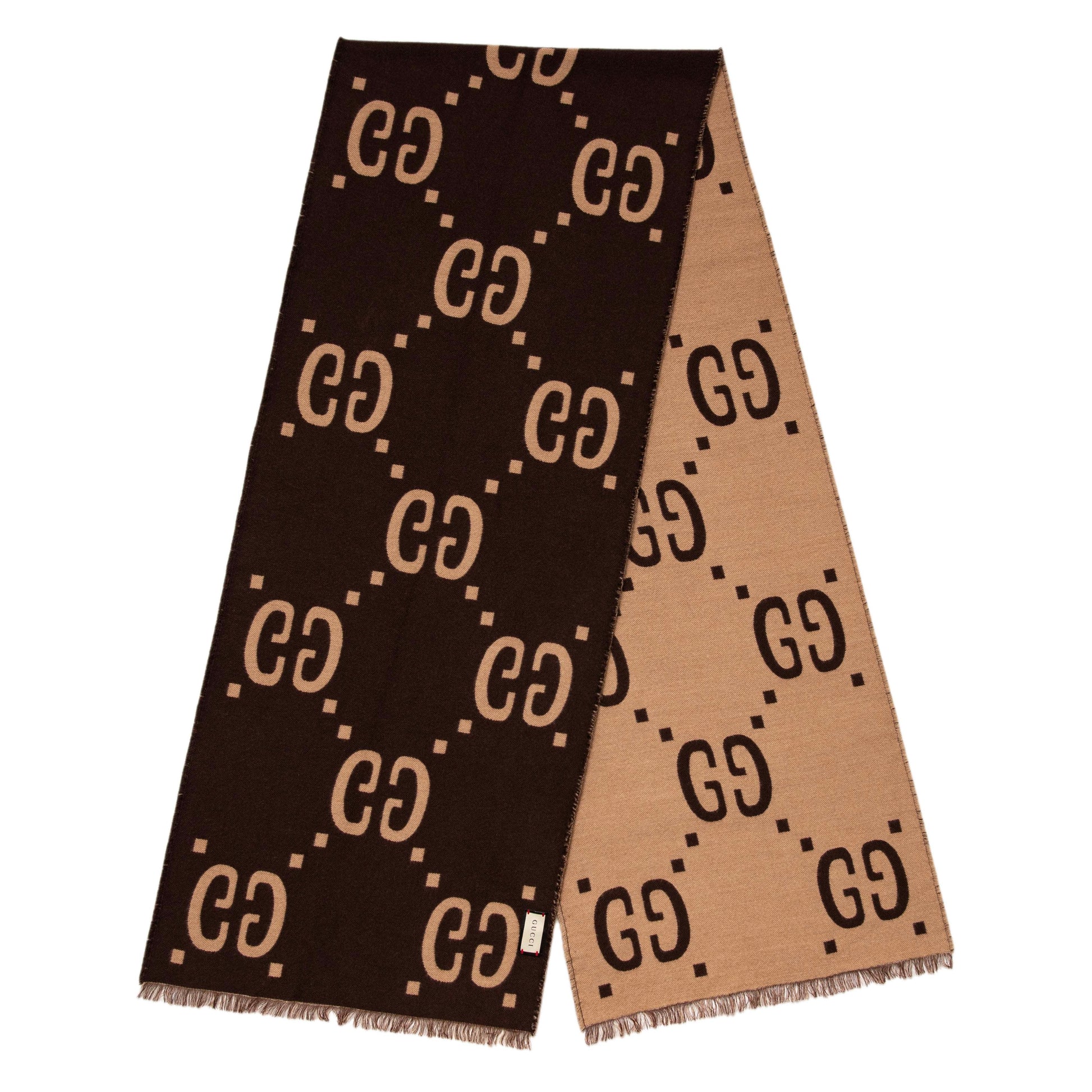 Exclusive Gucci Jacquard Wool Silk Monogram Jumbo GG Scarf — Side View