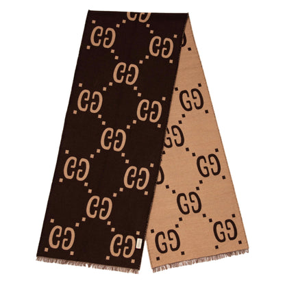 Exclusive Gucci Jacquard Wool Silk Monogram Jumbo GG Scarf — Side View