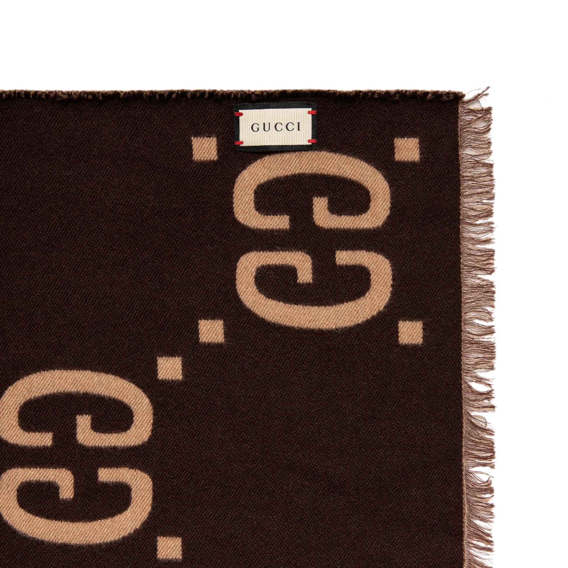 Exclusive Gucci Jacquard Wool Silk Monogram Jumbo GG Scarf — Back View