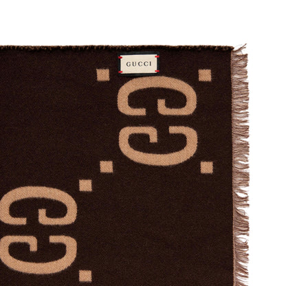 Exclusive Gucci Jacquard Wool Silk Monogram Jumbo GG Scarf — Back View
