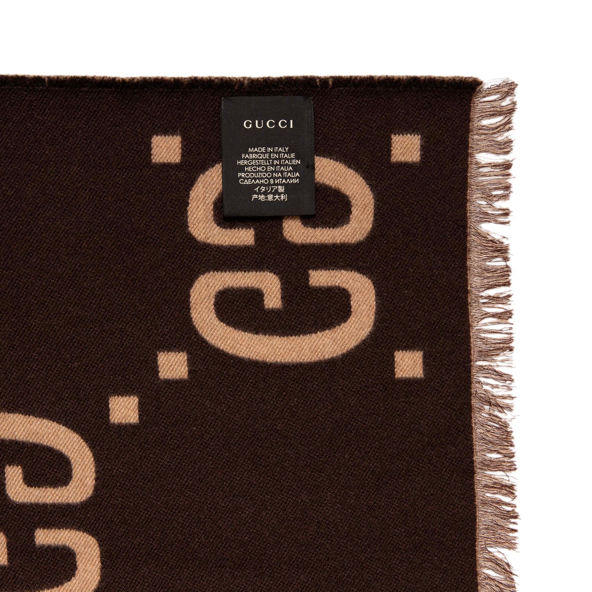 Exclusive Gucci Jacquard Wool Silk Monogram Jumbo GG Scarf — Top View