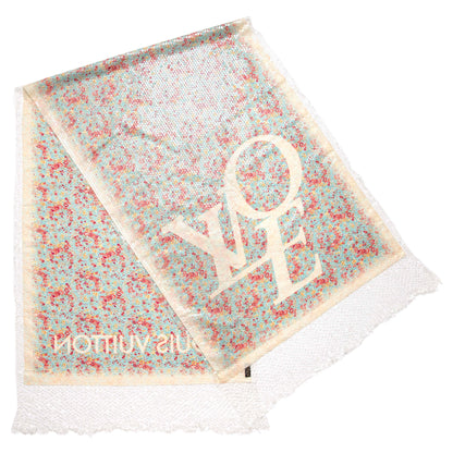 Exclusive Louis Vuitton Cotton Sequin 'LOVE' Floral Stole — Front View