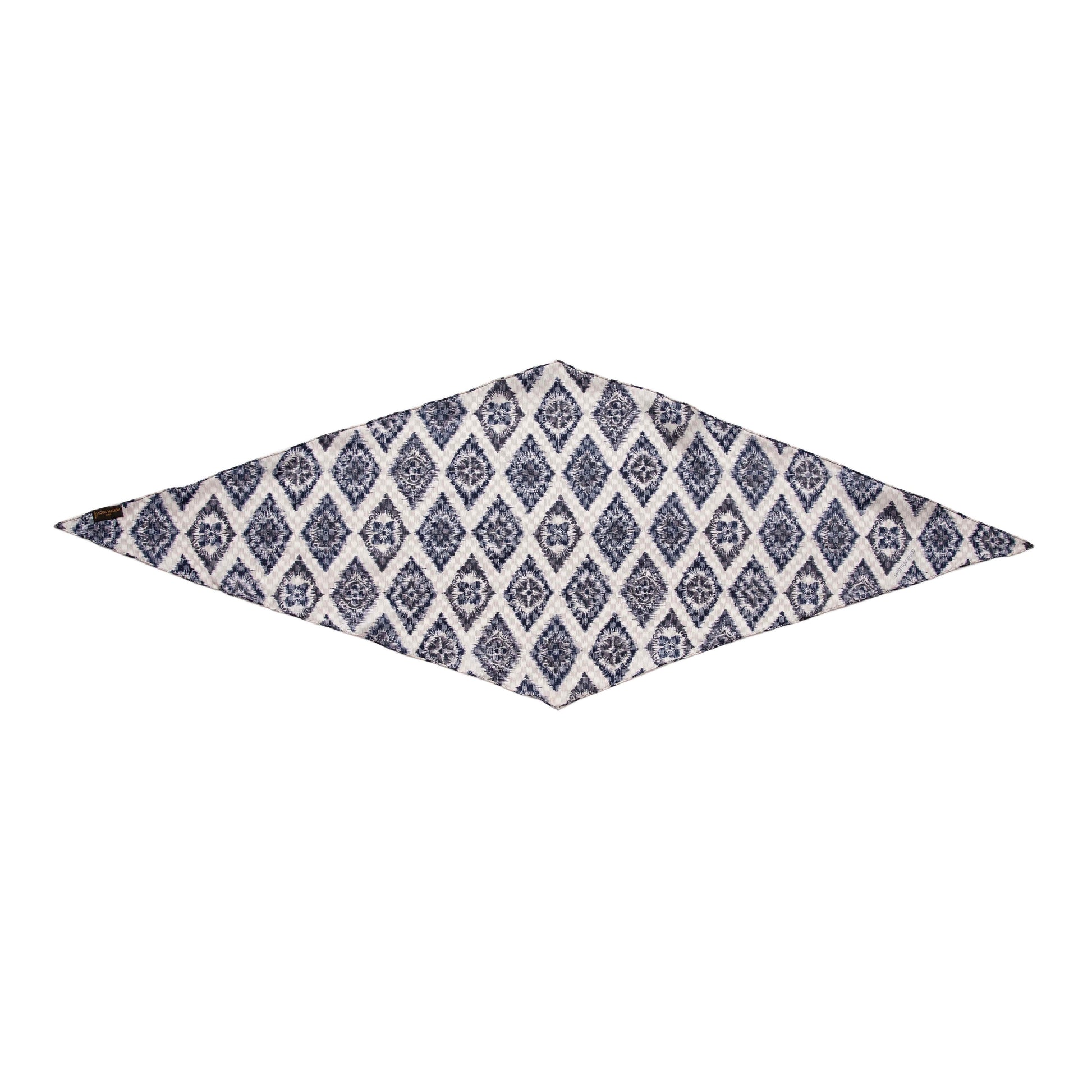 Exclusive Louis Vuitton Blue White Monogram Silk Scarf — Back View