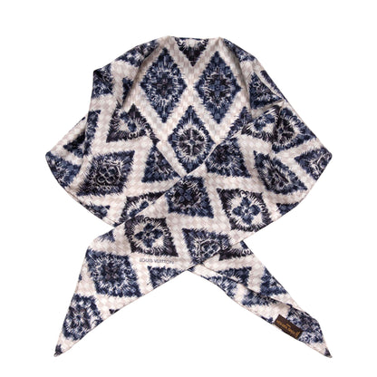 Exclusive Louis Vuitton Blue White Monogram Silk Scarf — Front View