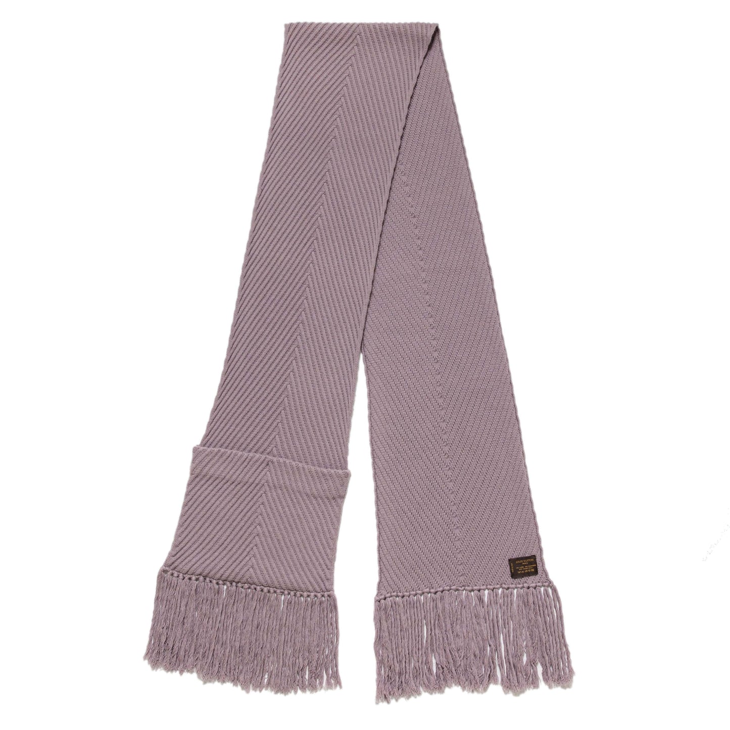 Exclusive Louis Vuitton Lilac Wool Knit Pocket Scarf — Side View