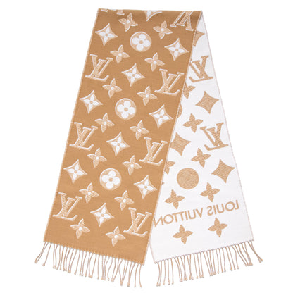Exclusive Louis Vuitton Beige LV Essential Shine Scarf — Side View