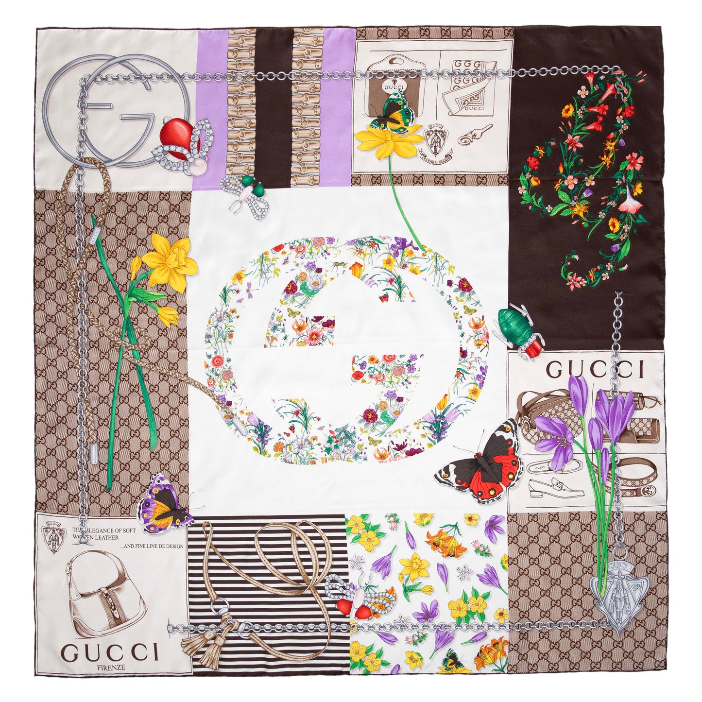 Exclusive Gucci Silk Monogram Square Scarf — Side View