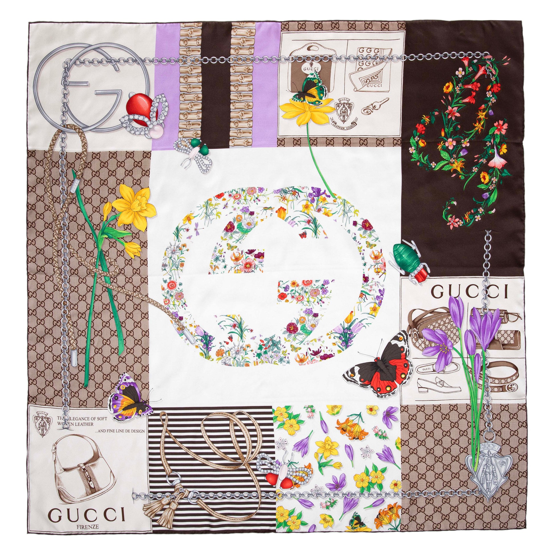 Exclusive Gucci Silk Monogram Square Scarf — Side View