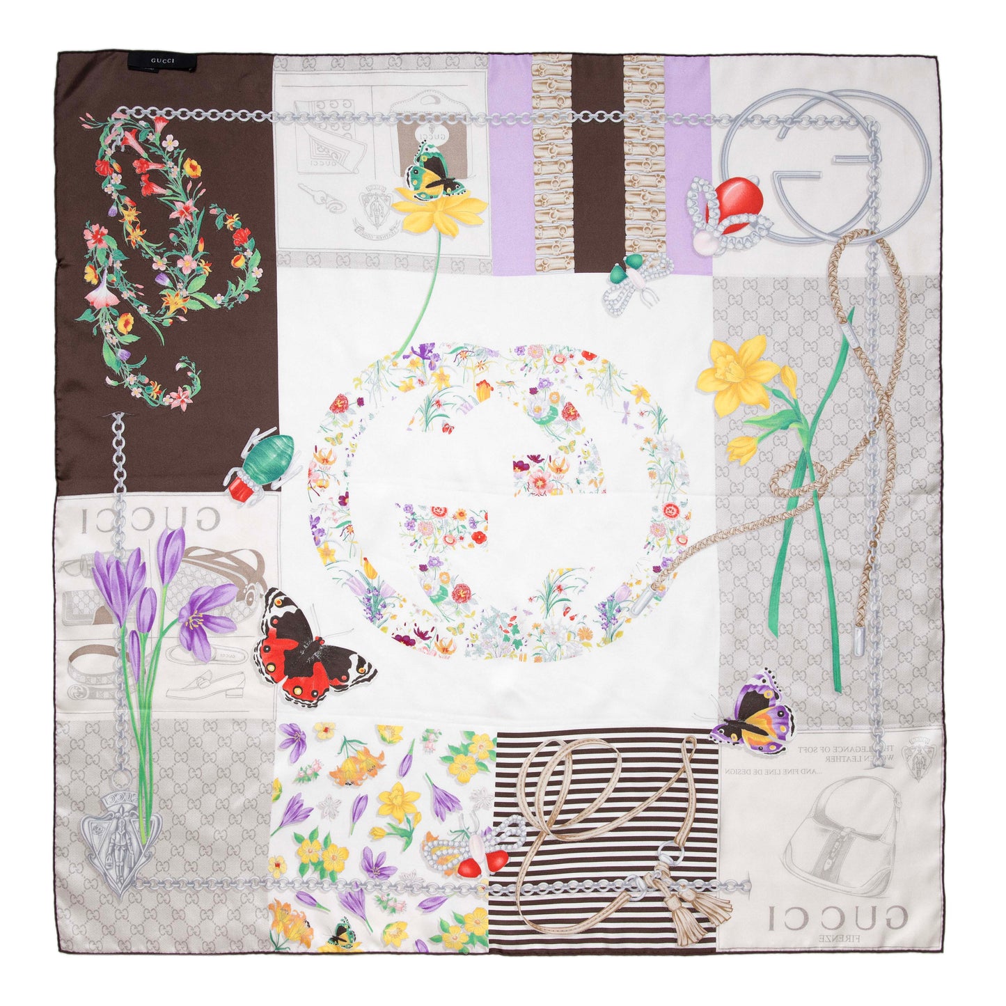 Exclusive Gucci Silk Monogram Square Scarf — Back View