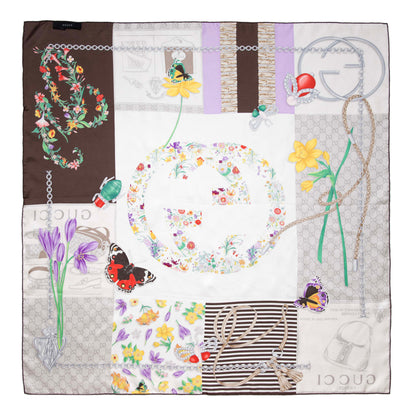 Exclusive Gucci Silk Monogram Square Scarf — Back View