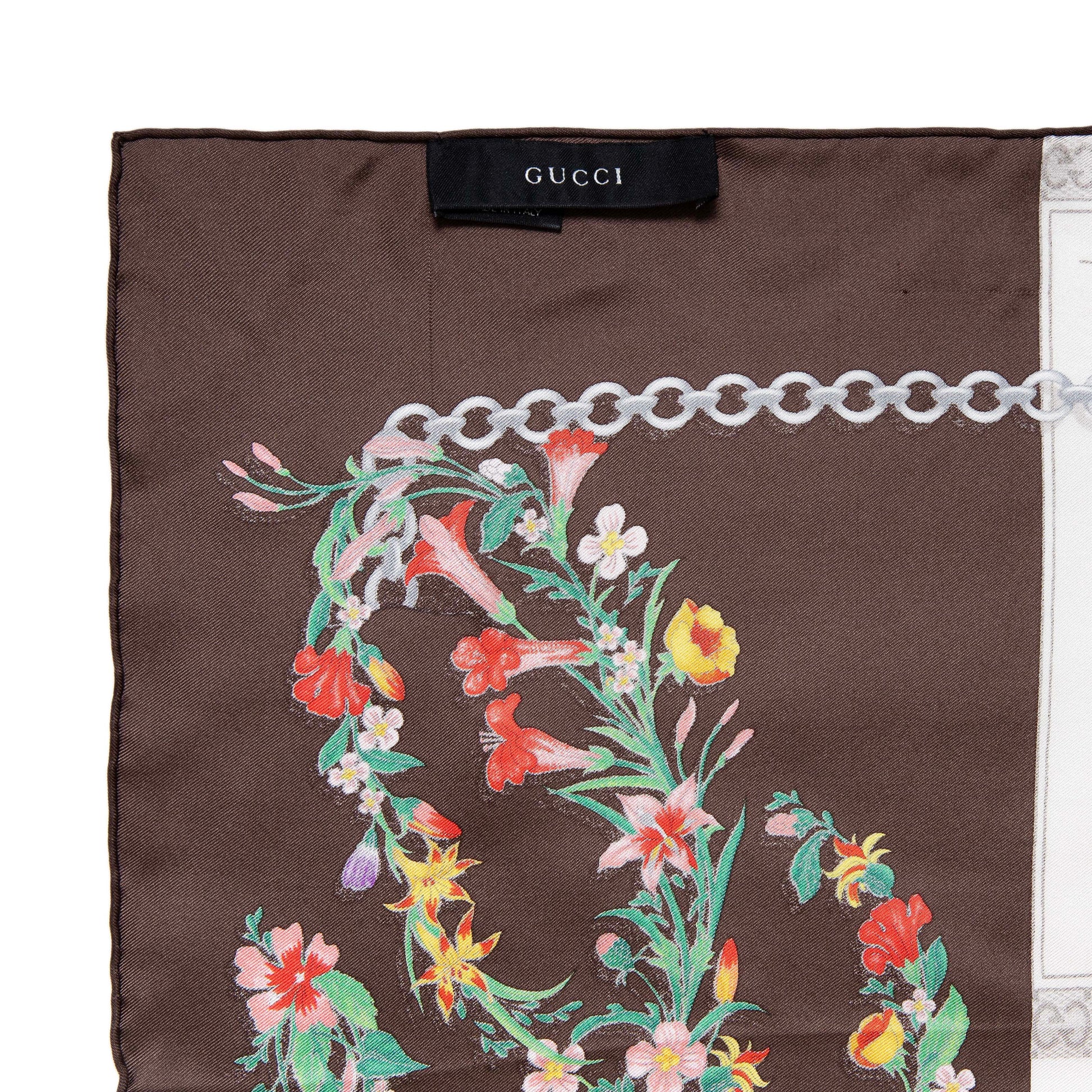 Exclusive Gucci Silk Monogram Square Scarf — Top View