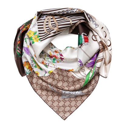 Exclusive Gucci Silk Monogram Square Scarf — Front View