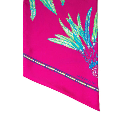 Exclusive Hermes Fuchsia Silk Brazil Maxi Twilly — Back View