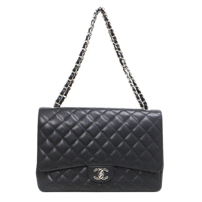 Exclusive Chanel Black  Caviar Maxi Classic Double Flap — Front View