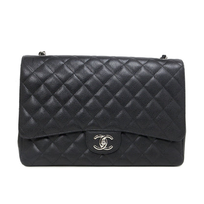 Exclusive Chanel Black  Caviar Maxi Classic Double Flap — Detail View