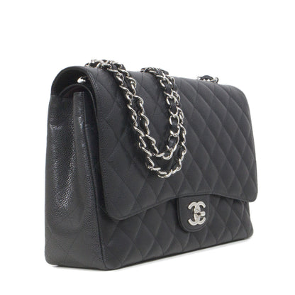 Exclusive Chanel Black  Caviar Maxi Classic Double Flap — Top View