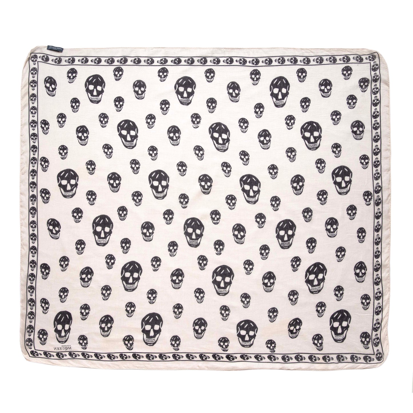 Exclusive Alexander McQueen Ivory Silk Skull Scarf — Back View