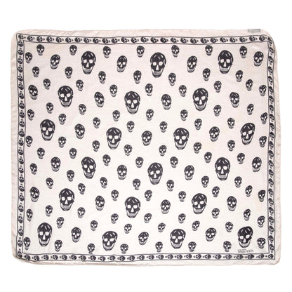 Exclusive Alexander McQueen Ivory Silk Skull Scarf — Side View