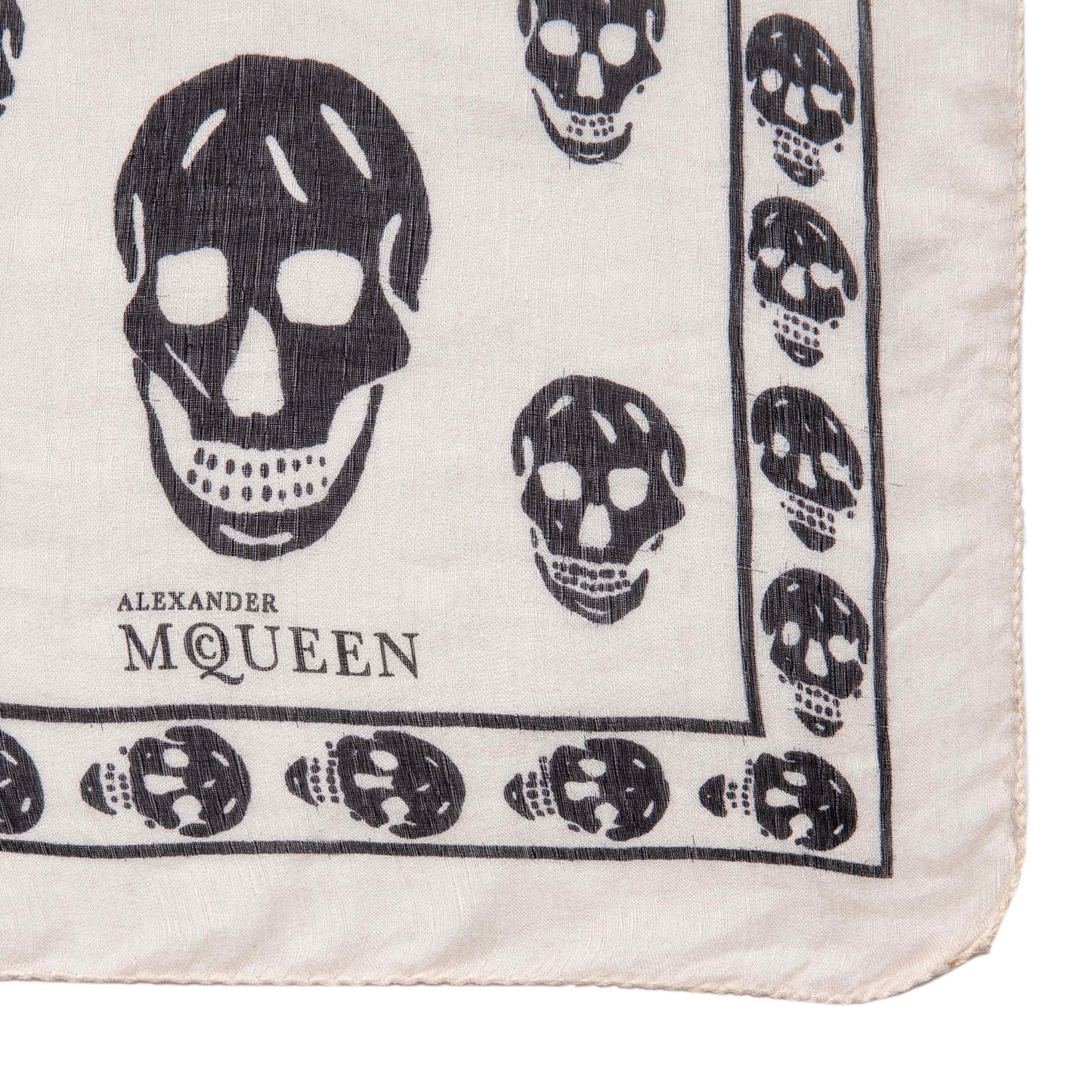 Exclusive Alexander McQueen Ivory Silk Skull Scarf — Top View