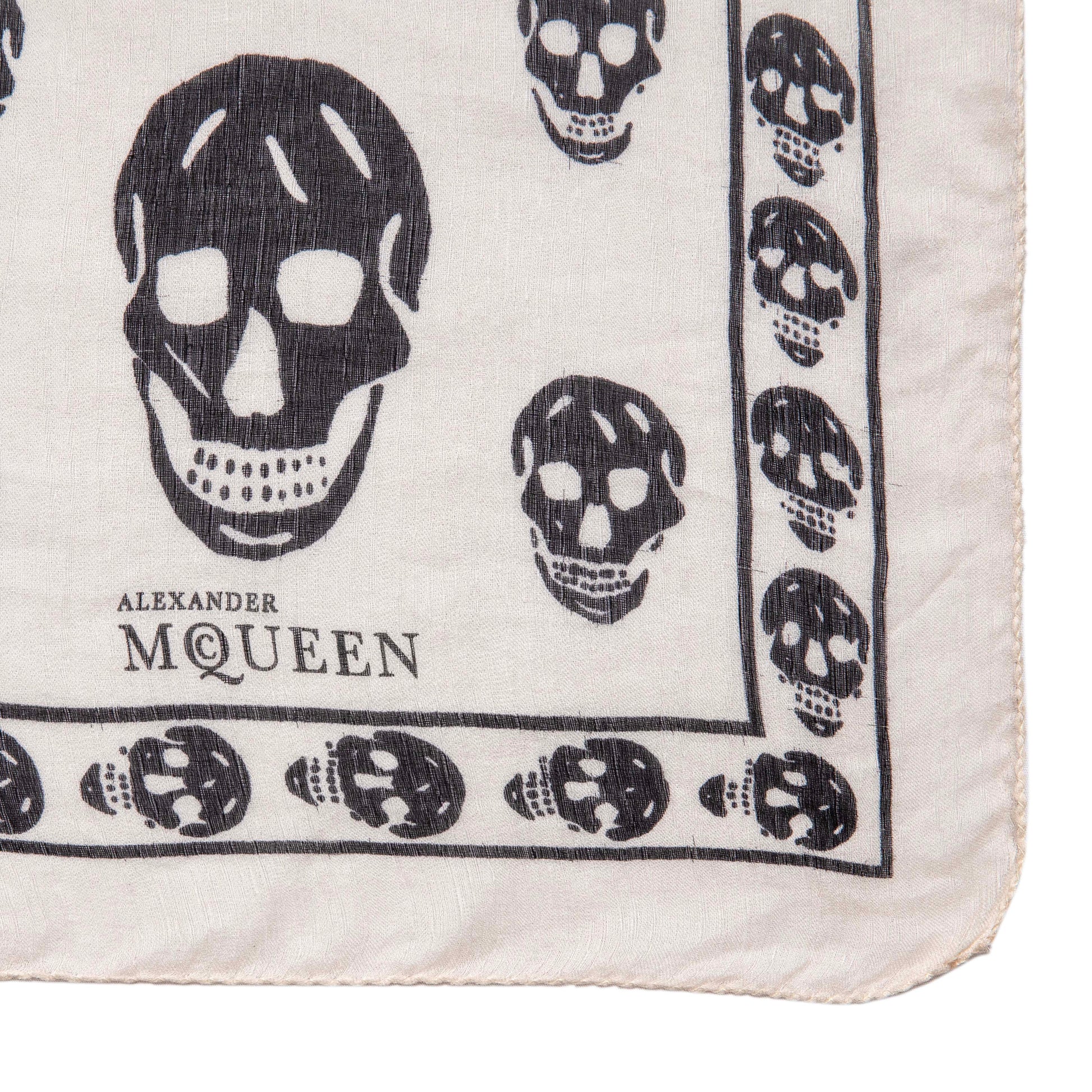 Exclusive Alexander McQueen Ivory Silk Skull Scarf — Top View