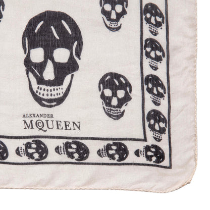 Exclusive Alexander McQueen Ivory Silk Skull Scarf — Top View