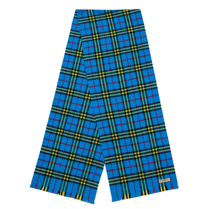 Exclusive Burberry Blue/Yellow Cashmere Check Scarf — Front View